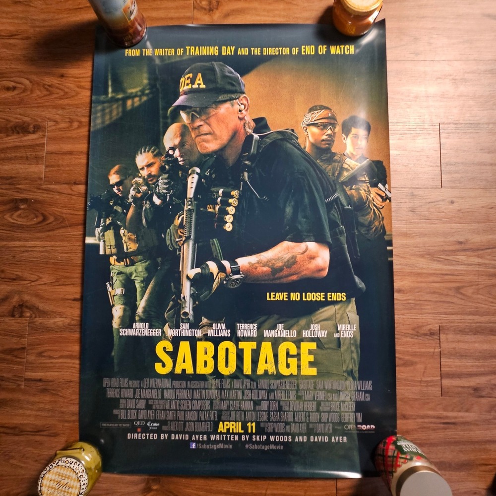 Sabotage‎ 2014 Promo Movie Poster 27x40 Arnold Schwarzenegger, Sam Worthington